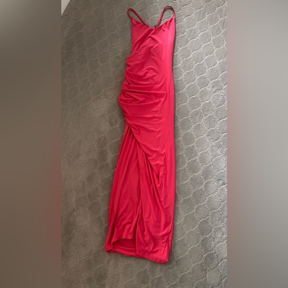 by the way. Vibrant Salmon/Red Dress